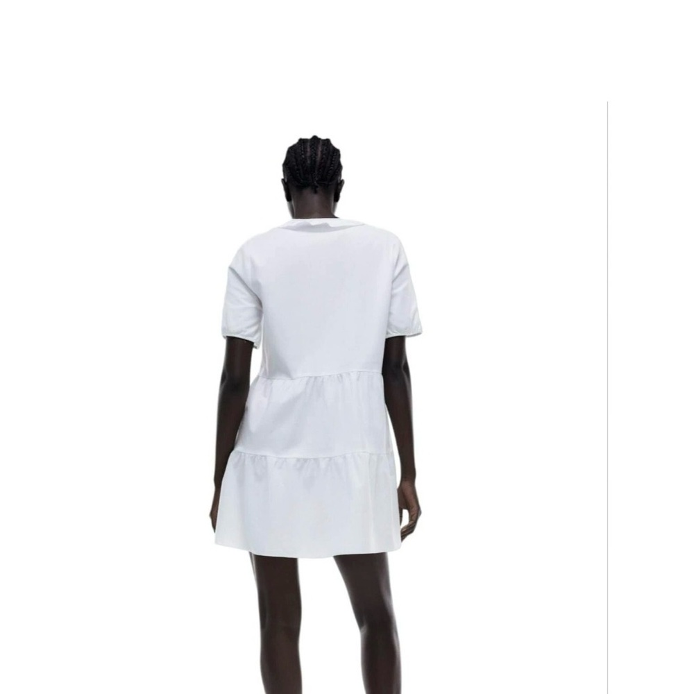 Zara White Ruffle-Trim Mini Dress - Picture 3 of 5